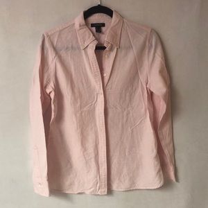 Lands End pink and white stripe button down